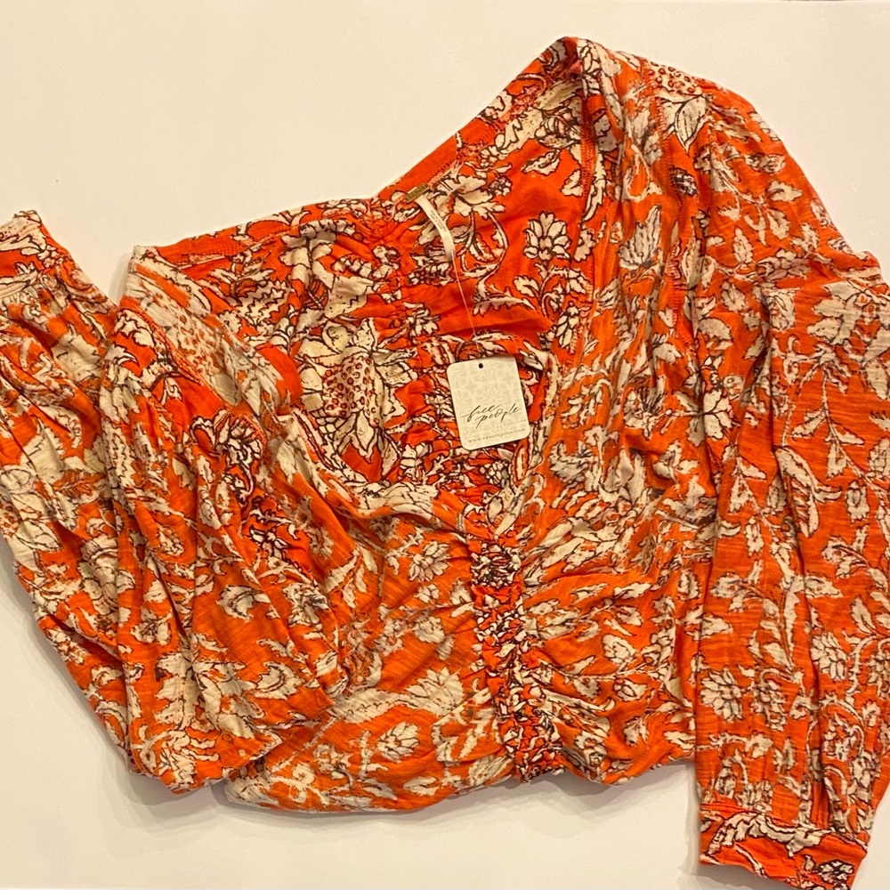 Free People Ruched Floral Top